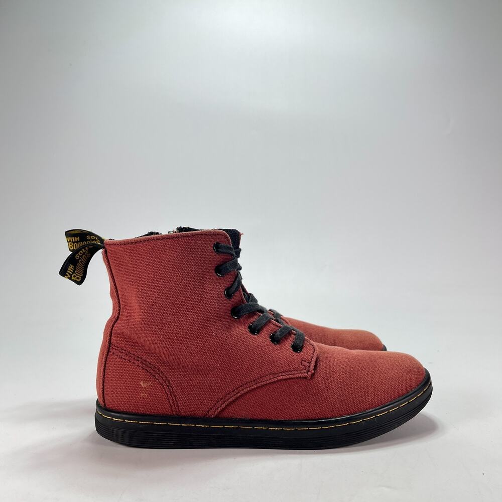 Dr. Martens Marley Red Canvas High Top Zip Lace Up Combat Boots Youth Size 3